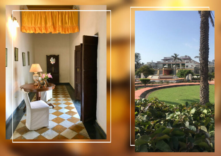 Interior and garden view at a heritage-style family resort near Delhi – Kuchesar Fort