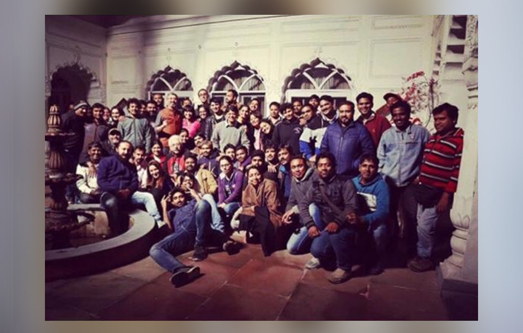 Film crew group photo at Kuchesar Fort – a popular movie shooting locations near Delhi