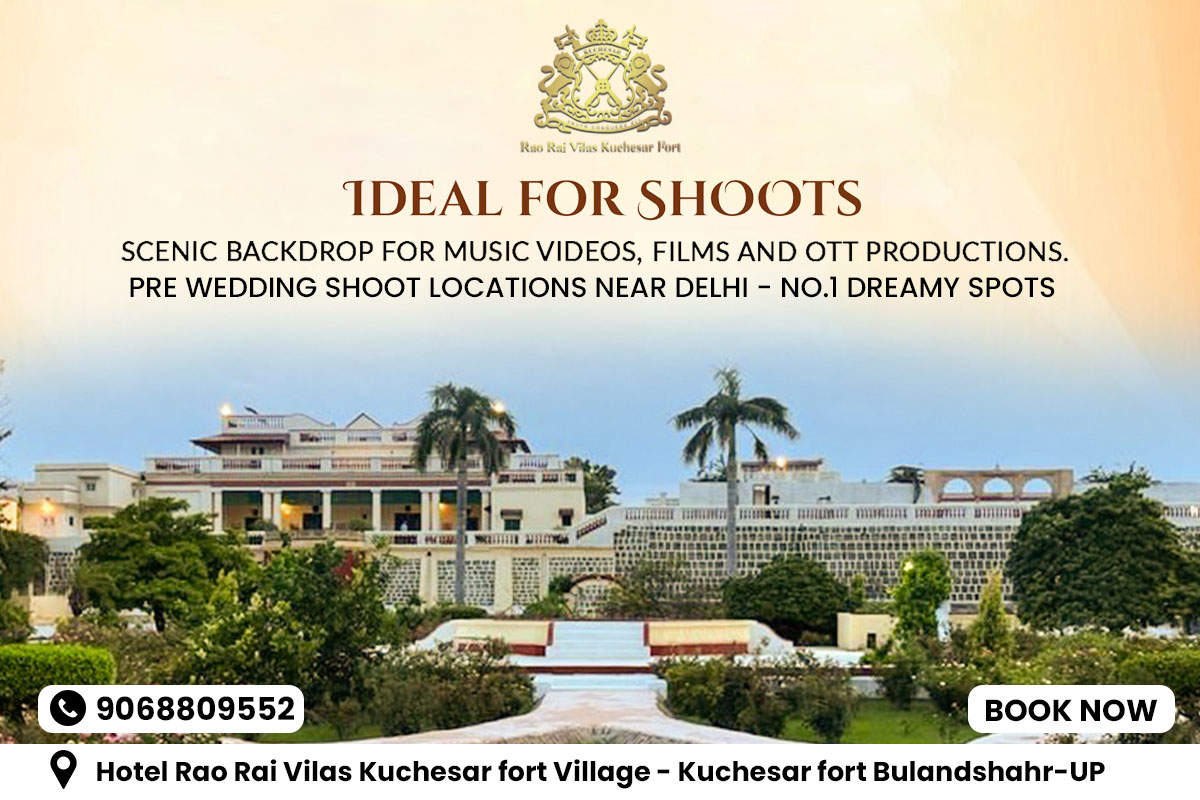 Romantic pre wedding shoot location near Delhi at Kuchesar Fort with scenic heritage backdrop