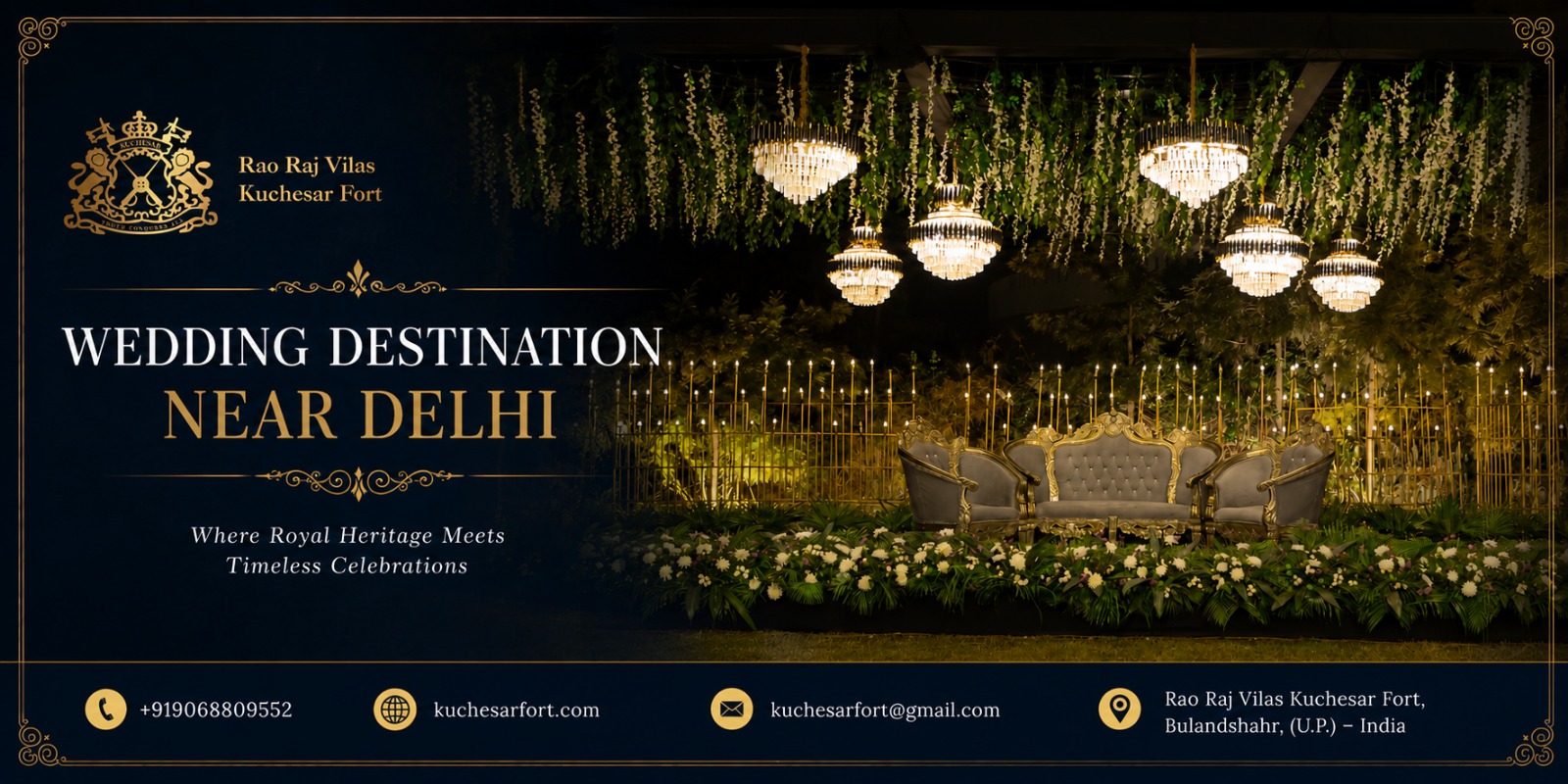 Wedding destination near Delhi at Kuchesar Fort with heritage architecture